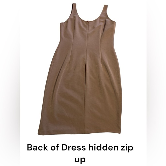 Vintage 1X 14 Chetta B nude tailored body con hidden back zipper dress 100% silk - Picture 2 of 7